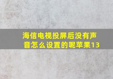 海信电视投屏后没有声音怎么设置的呢苹果13