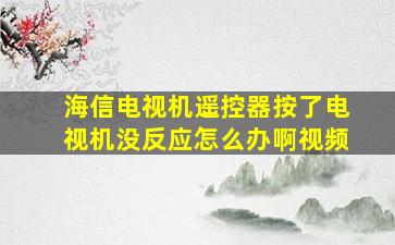 海信电视机遥控器按了电视机没反应怎么办啊视频