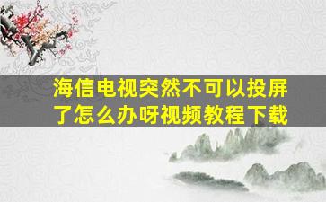 海信电视突然不可以投屏了怎么办呀视频教程下载