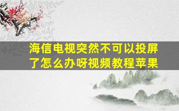 海信电视突然不可以投屏了怎么办呀视频教程苹果