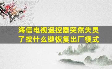 海信电视遥控器突然失灵了按什么键恢复出厂模式