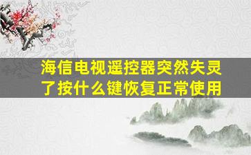 海信电视遥控器突然失灵了按什么键恢复正常使用