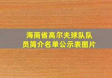 海南省高尔夫球队队员简介名单公示表图片