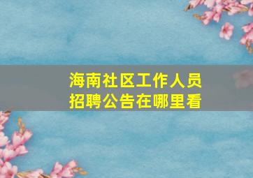 海南社区工作人员招聘公告在哪里看