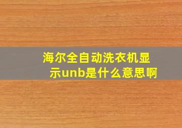 海尔全自动洗衣机显示unb是什么意思啊