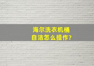 海尔洗衣机桶自洁怎么操作?