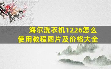 海尔洗衣机1226怎么使用教程图片及价格大全