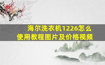 海尔洗衣机1226怎么使用教程图片及价格视频