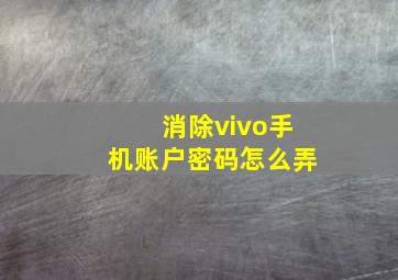 消除vivo手机账户密码怎么弄