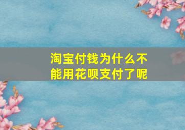 淘宝付钱为什么不能用花呗支付了呢