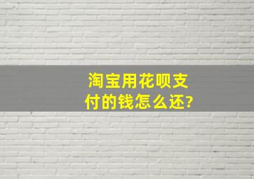 淘宝用花呗支付的钱怎么还?