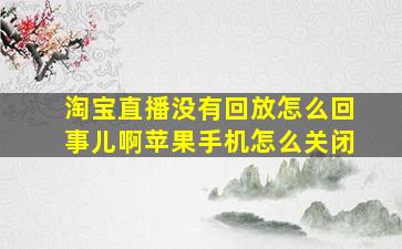 淘宝直播没有回放怎么回事儿啊苹果手机怎么关闭