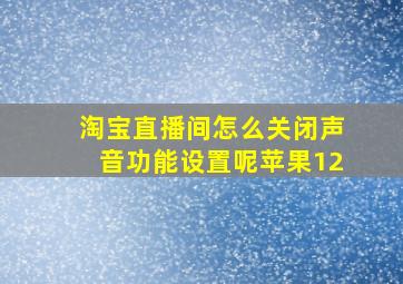 淘宝直播间怎么关闭声音功能设置呢苹果12