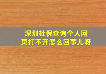 深圳社保查询个人网页打不开怎么回事儿呀