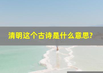 清明这个古诗是什么意思?