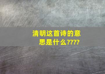 清明这首诗的意思是什么????