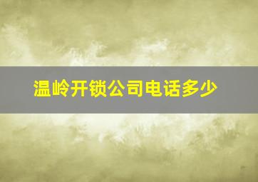 温岭开锁公司电话多少