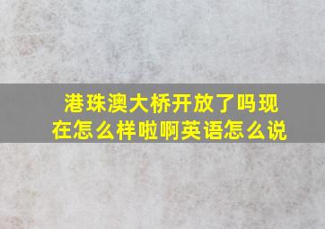 港珠澳大桥开放了吗现在怎么样啦啊英语怎么说