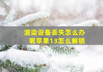 渲染设备丢失怎么办呢苹果13怎么解锁