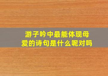 游子吟中最能体现母爱的诗句是什么呢对吗