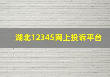 湖北12345网上投诉平台