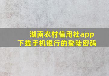 湖南农村信用社app下载手机银行的登陆密码