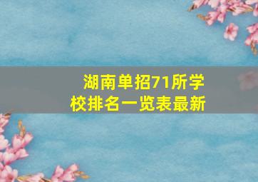 湖南单招71所学校排名一览表最新