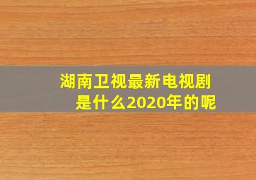 湖南卫视最新电视剧是什么2020年的呢