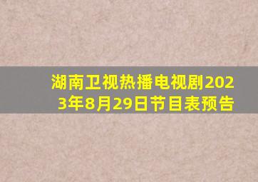 湖南卫视热播电视剧2023年8月29日节目表预告