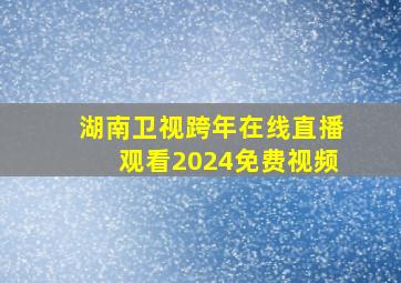 湖南卫视跨年在线直播观看2024免费视频