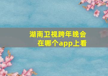 湖南卫视跨年晚会在哪个app上看