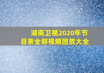 湖南卫视2020年节目表全部视频回放大全