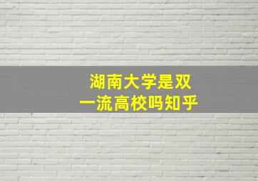 湖南大学是双一流高校吗知乎