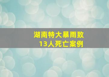 湖南特大暴雨致13人死亡案例