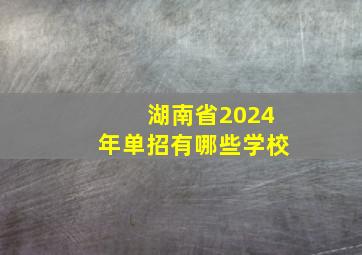 湖南省2024年单招有哪些学校