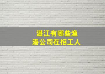 湛江有哪些渔港公司在招工人