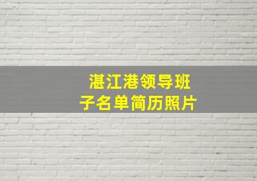 湛江港领导班子名单简历照片