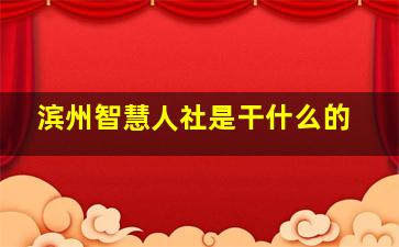 滨州智慧人社是干什么的