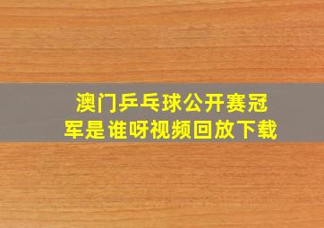 澳门乒乓球公开赛冠军是谁呀视频回放下载