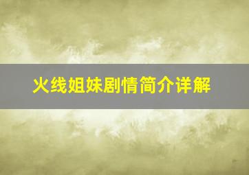 火线姐妹剧情简介详解