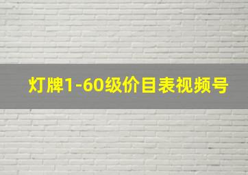 灯牌1-60级价目表视频号