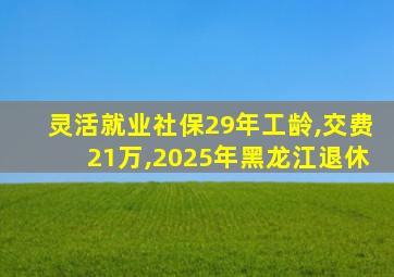 灵活就业社保29年工龄,交费21万,2025年黑龙江退休