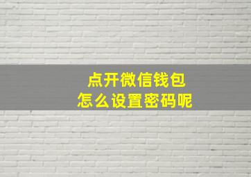 点开微信钱包怎么设置密码呢