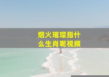 烟火璀璨指什么生肖呢视频