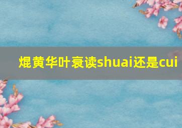 焜黄华叶衰读shuai还是cui