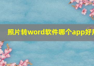 照片转word软件哪个app好用