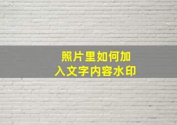 照片里如何加入文字内容水印