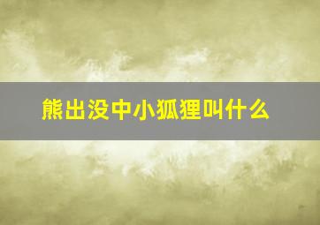 熊出没中小狐狸叫什么