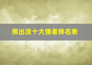 熊出没十大强者排名表