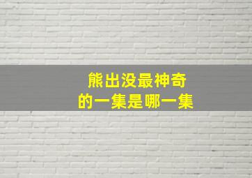 熊出没最神奇的一集是哪一集